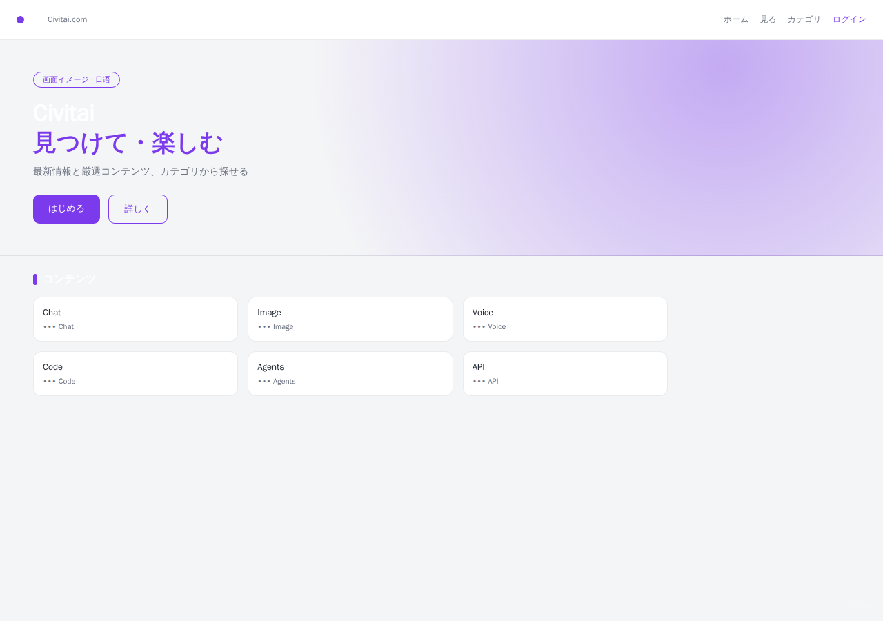 Civitai 平台界面预览 - 首页界面示意
